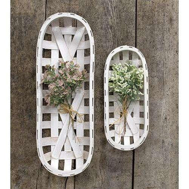 2/Set, Whitewash Oval Tobacco Baskets - The Fox Decor